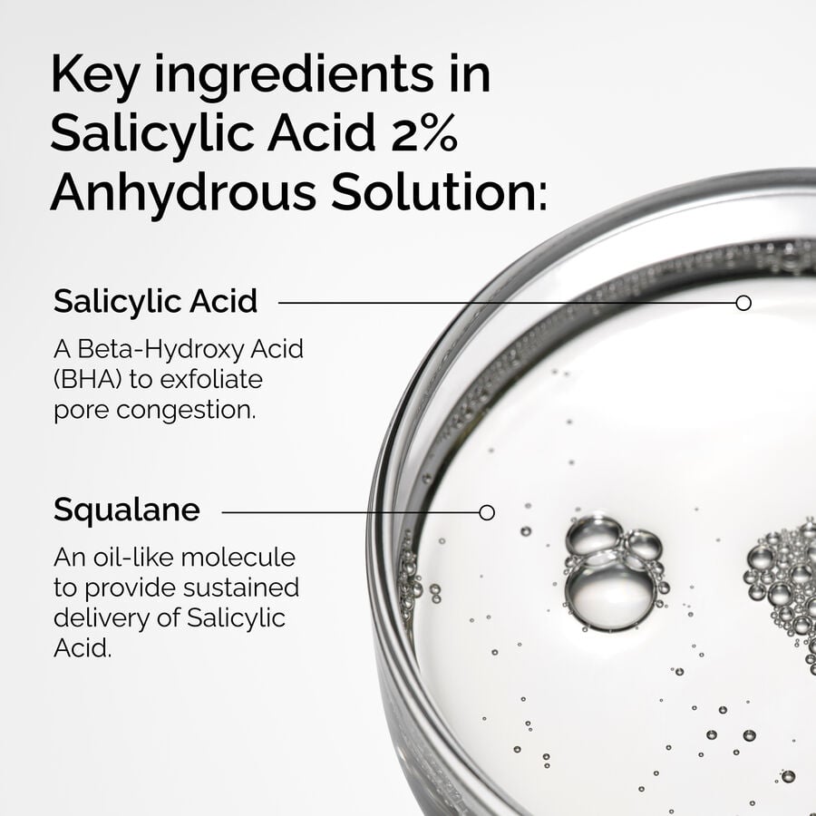 The Ordinary Salicylic Acid 2% Anhydrous Solution for signs of congestion | 30ml, morning & evening use