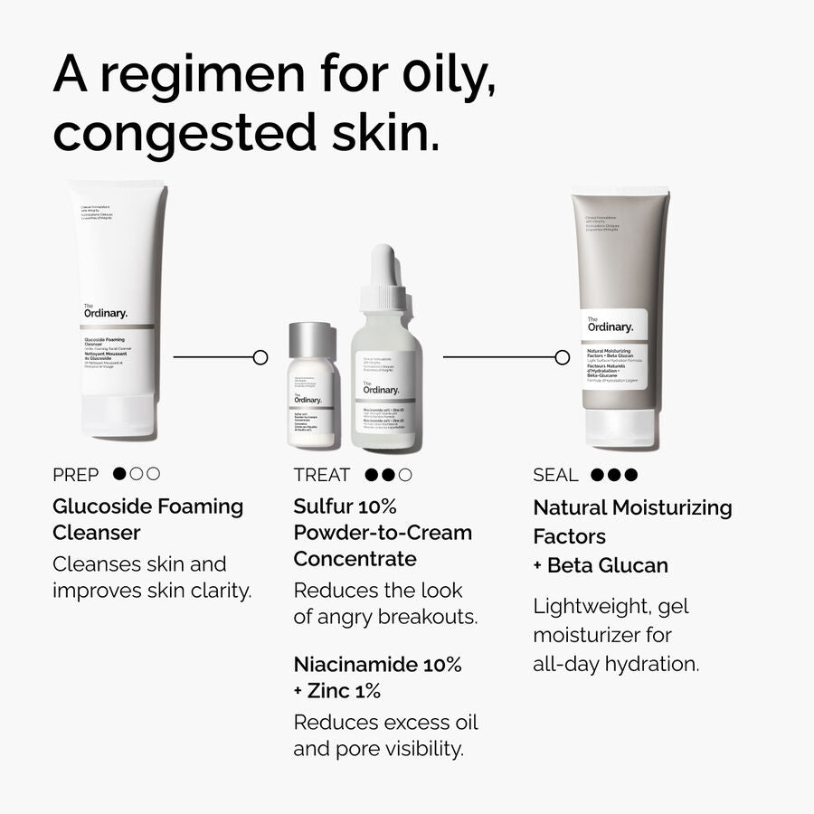 The Ordinary Sulfur 10% Powder-to-Cream Concentrate for visible shine | 5g, morning & evening use