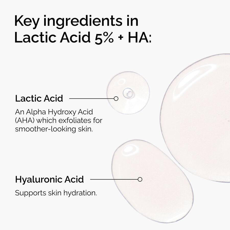 The Ordinary Lactic Acid 5% + HA Water-Based Serum for uneven skin tone | 30ml, evening use
