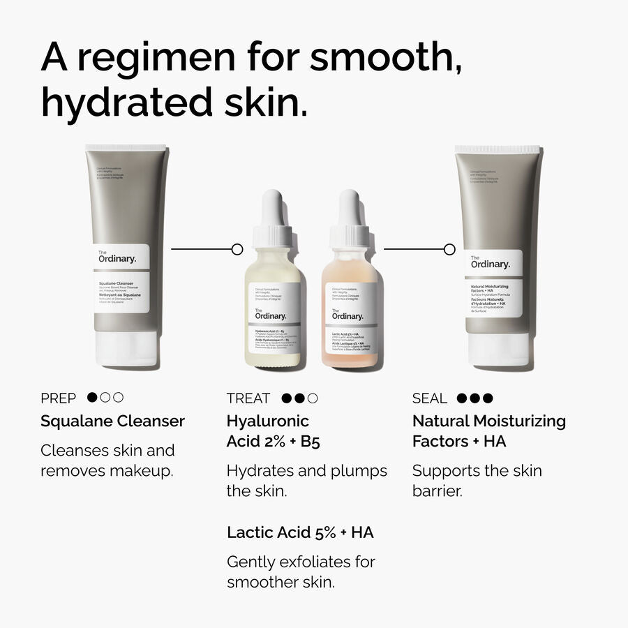 The Ordinary Lactic Acid 5% + HA Water-Based Serum for uneven skin tone | 30ml, evening use