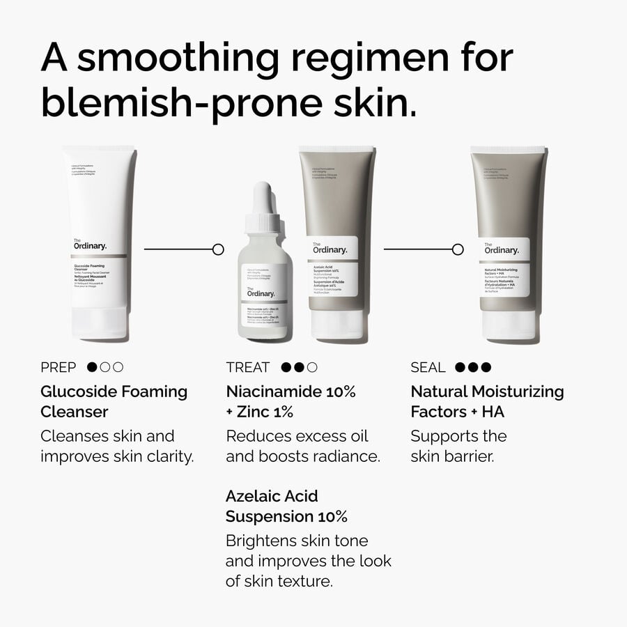 The Ordinary Azelaic Acid Suspension 10% for look of redness | 30ml/100ml, morning & evening use