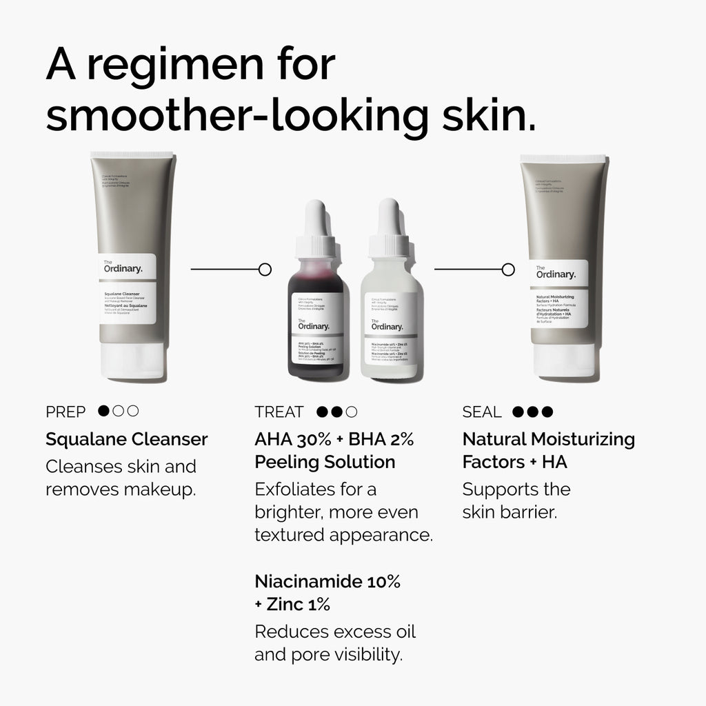 The Ordinary AHA 30% + BHA 2% Peeling Solution Water-Based Serum for uneven skin tone | 30ml, evening use