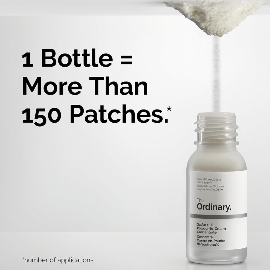 The Ordinary Sulfur 10% Powder-to-Cream Concentrate for visible shine | 5g, morning & evening use