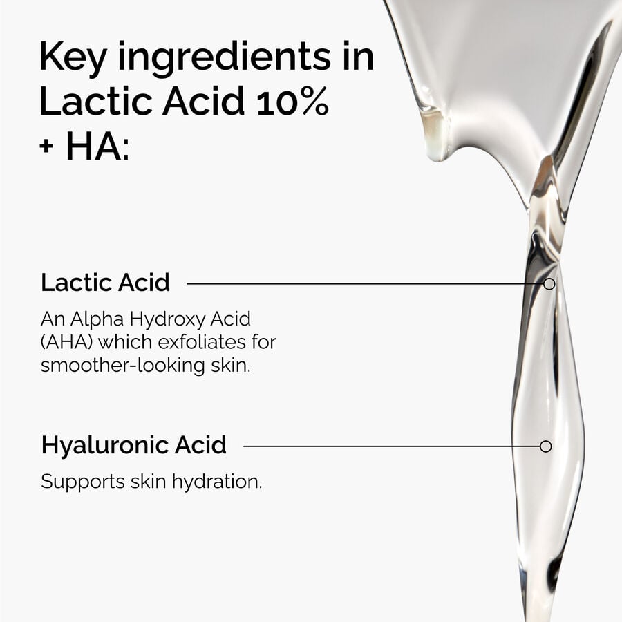 The Ordinary Lactic Acid 10% + HA Water-Based Serum for uneven skin tone | 30ml, evening use