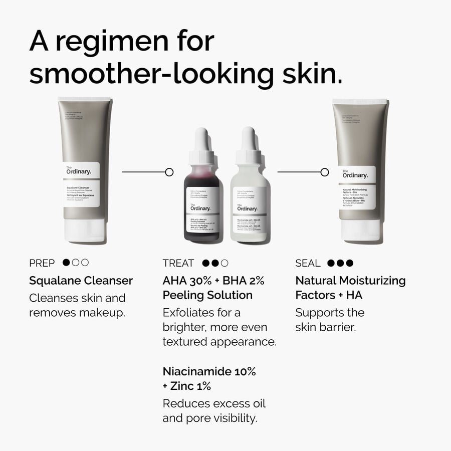 The Ordinary AHA 30% + BHA 2% Peeling Solution Water-Based Serum for uneven skin tone | 30ml, evening use