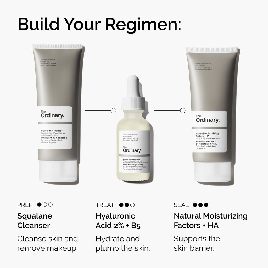 The Ordinary Hyaluronic Acid 2% + B5 (with Ceramides) Water-Based Serum for signs of aging | 30ml/60ml, morning & evenin
