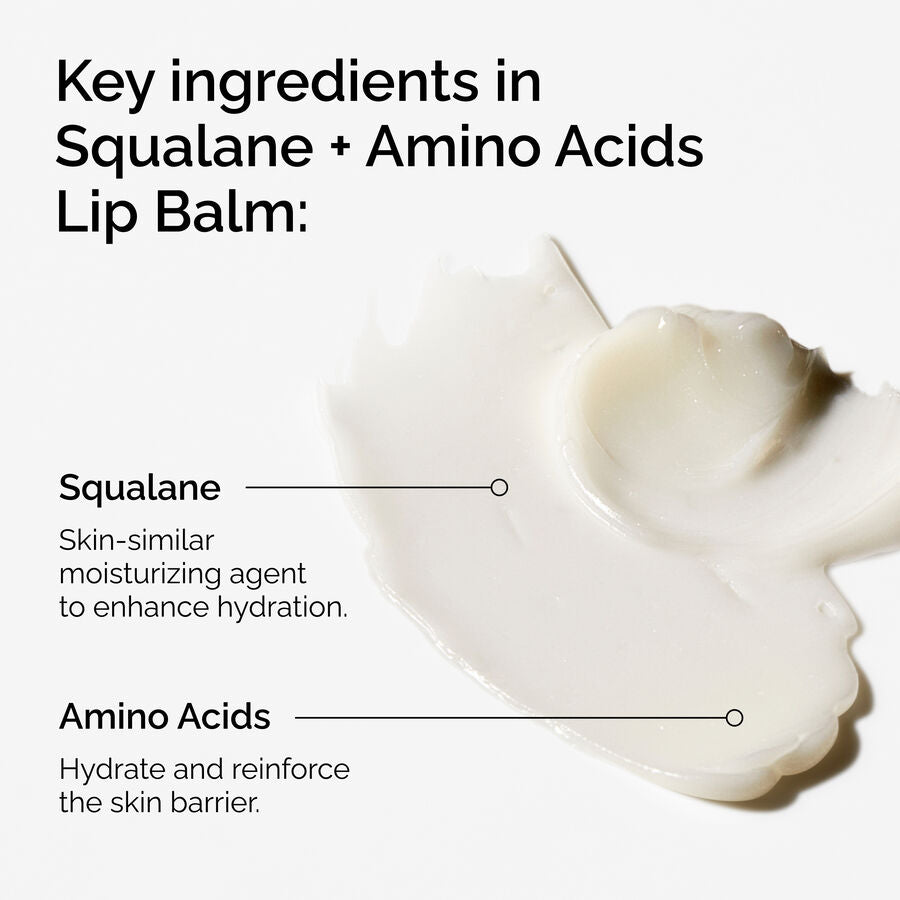 The Ordinary Squalane + Amino Acids Lip Balm for dryness | 15ml, morning & evening use