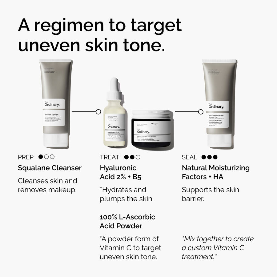 The Ordinary 100% L-Ascorbic Acid Powder for dullness | 20g, evening use