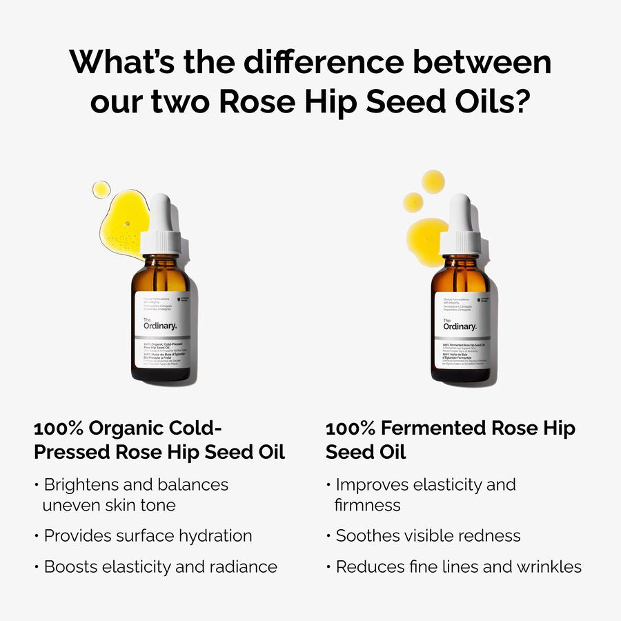 The Ordinary 100% Fermented Rose Hip Seed Oil for dullness | 30ml, morning & evening use