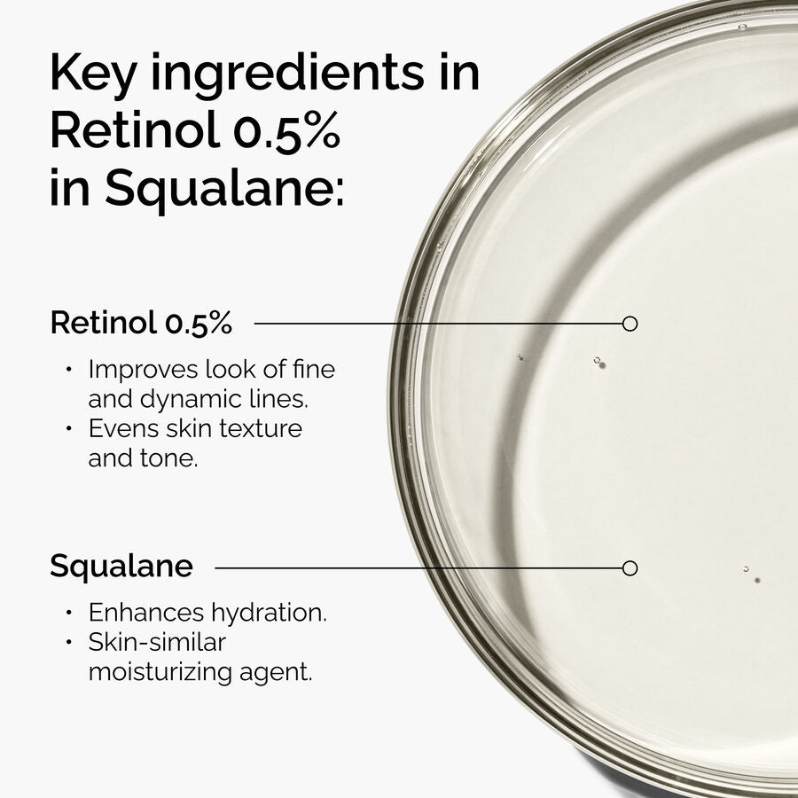 The Ordinary Retinol 0.5% in Squalane Anhydrous Serum for uneven skin tone | 30ml, evening use