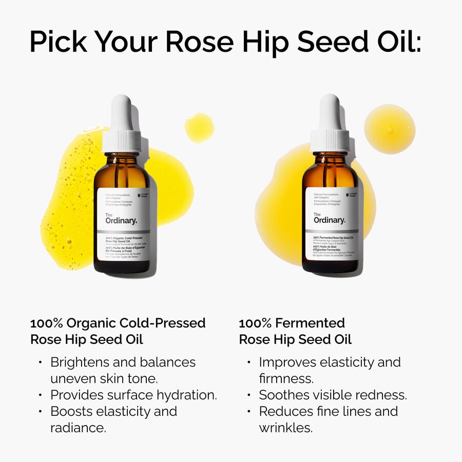 The Ordinary 100% Organic Cold-Pressed Rose Hip Seed Oil for dullness | 30ml, evening use